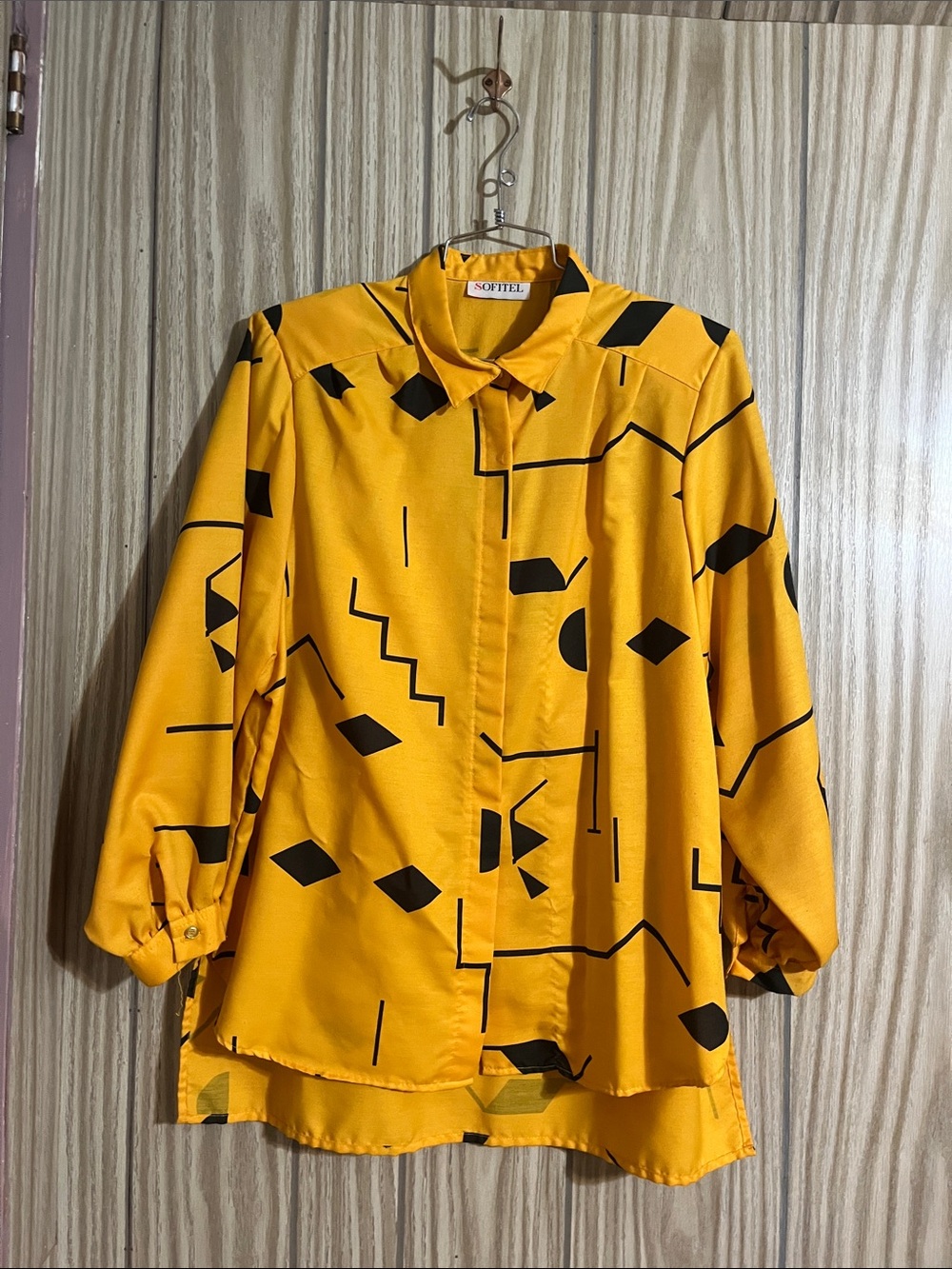 Sofitel Vintage Geometric Abstract Button-Down Blouse — Memphis Milano / 80s